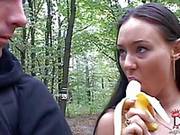 Guys Turns On Black Haired European Babe Valentina Velasques In The Forest